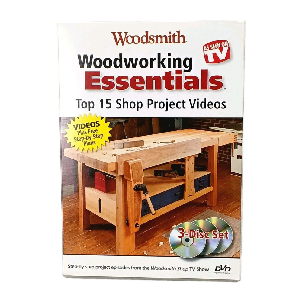 Woodworking Essentials 3-DVD's Set, 15 Projects w/ Step-by-Set Videos over 6 Hrs